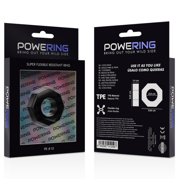 POWERING - ANEL PARA O PÉNIS SUPER FLEXÍVEL E RESISTENTE 5CM PR10 PRETO - Image 12