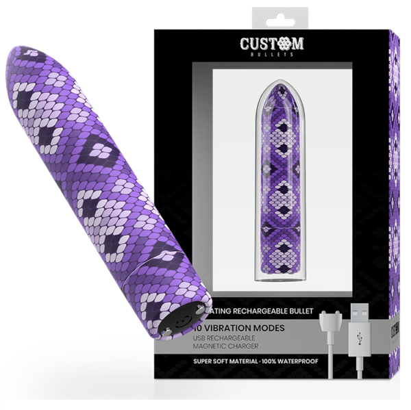 CUSTOM BULLETS - RECHARGEABLE SNAKE PURPLE MAGNETIC BULLET 10V - Image 2