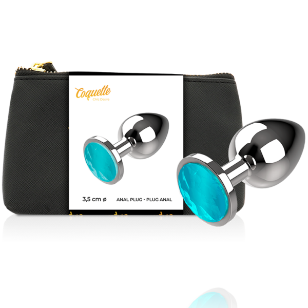 COQUETTE CHIC DESIRE -  ANAL PLUG METAL AZUL COR TAMANHO M 3,5 X 8 CM