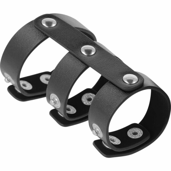 DARKNESS - ANEL DUPLO DE PÊNIS E TESTÍCULOS DE COURO AJUSTÁVEL - Image 2
