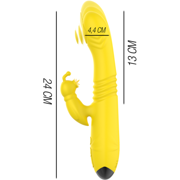 INTENSO - VIBRADOR MULTIFUNÇÃO TOKY PARA CIMA E PARA BAIXO COM ESTIMULADOR CLITÓRICO AMARELO - Image 4