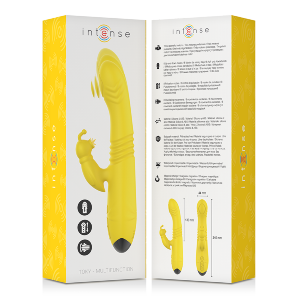 INTENSO - VIBRADOR MULTIFUNÇÃO TOKY PARA CIMA E PARA BAIXO COM ESTIMULADOR CLITÓRICO AMARELO - Image 6