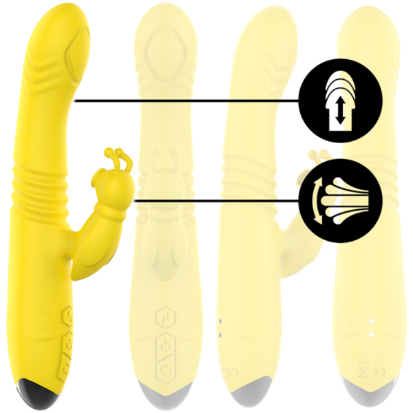 INTENSO - VIBRADOR MULTIFUNÇÃO TOKY PARA CIMA E PARA BAIXO COM ESTIMULADOR CLITÓRICO AMARELO - Image 3