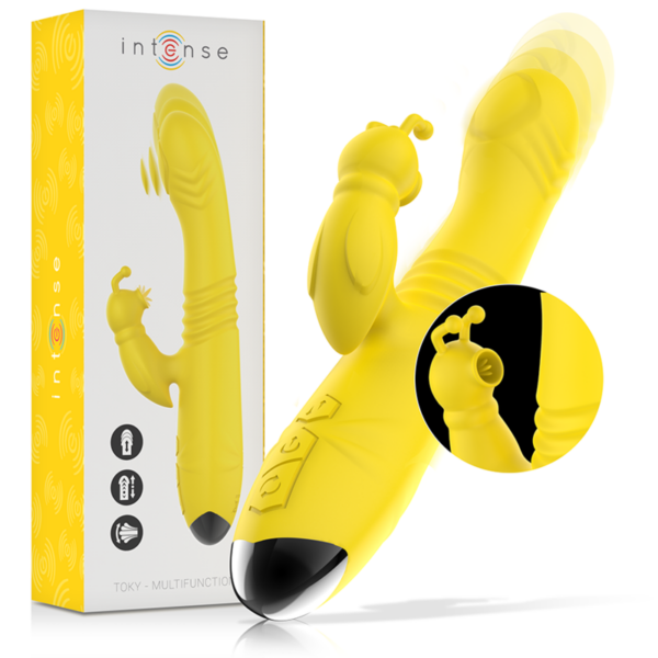 INTENSO - VIBRADOR MULTIFUNÇÃO TOKY PARA CIMA E PARA BAIXO COM ESTIMULADOR CLITÓRICO AMARELO - Image 2