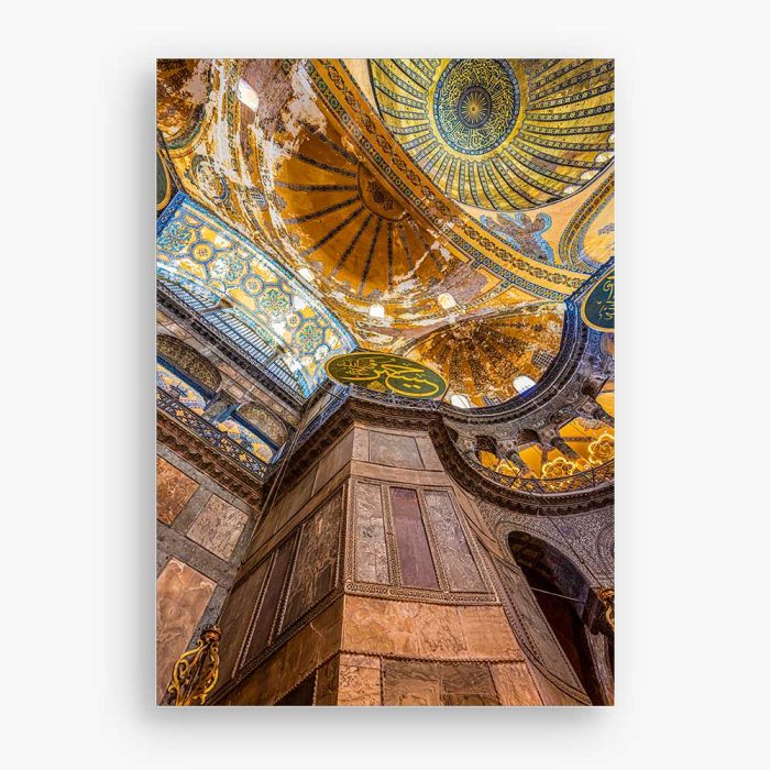 Hagia Sophia Interior: Majestic Dome and Islamic Calligraphy Solid Wood Frame with Passe-partout