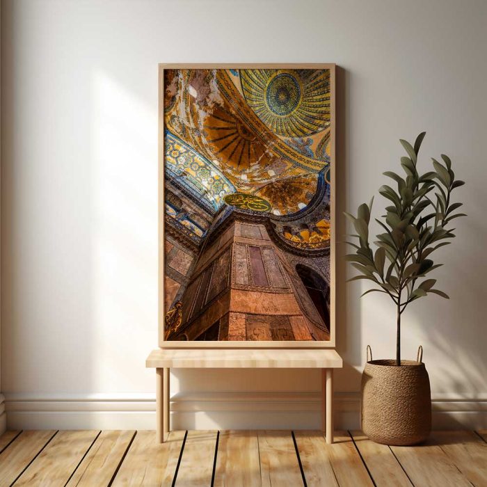 Hagia Sophia Interior: Majestic Dome and Islamic Calligraphy Solid Wood Frame with Passe-partout