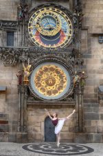 Ballerina's Grace at Prague's Astronomical Clock Fine Art Poster - Image 3