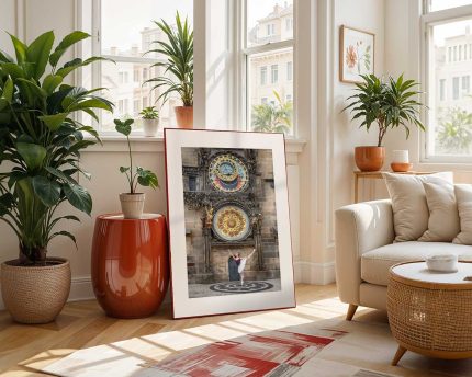 Ballerina's Grace at Prague's Astronomical Clock Fine Art Poster