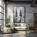 Prague's Winter Spires: The Vyšehrad Cathedral in Black and White Fine Art Poster