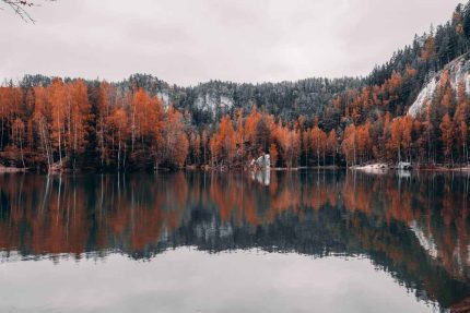 Autumn Reflections at Adršpach Lake Stock Image