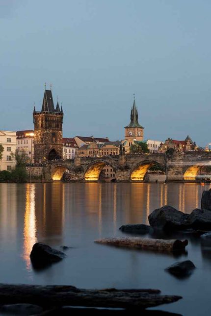 Evening View of Prague and Charles Bridge Commercial Use Digital Downloadable Image