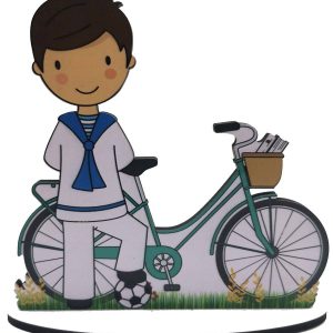 FIGURA PASTEL COMUNIÓN BICICLETA NIÑO