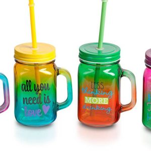 JARRA DE CRISTAL CON CAÑA MULTICOLOR ALL YOU NEED