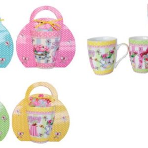SET 12 TAZAS FLORES PRESENTADA EN ORIGINAL