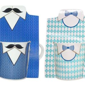 SET 12 TAZAS ESMOQUIN HOMBRE EN BOLSA REGALO