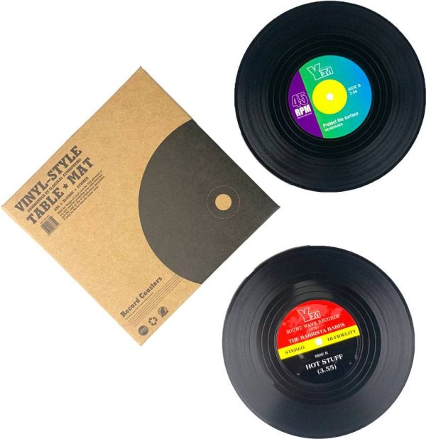 SET 2 POSAVASOS VINILO EN CAJA KRAFT