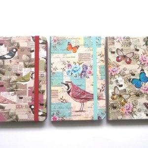 LIBRETA TAPA DURA CON CIERRE "MARIPOSAS"