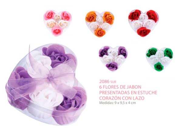 6 FLORES DE JABON PRESENTADAS EN ESTUCHE CORAZON - Image 3