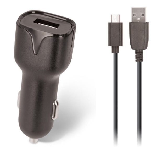 CARGADOR COCHE USB SETTY FOREVER 2.4A + CABLE MICRO USB 1M - NEGRO - GSM043807