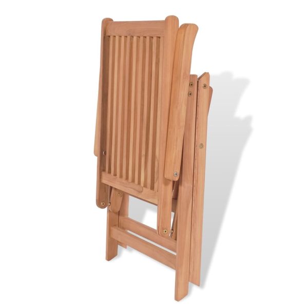 Conjunto jantar exterior c/ cadeiras dobráveis 7pcs teca maciça - Image 11