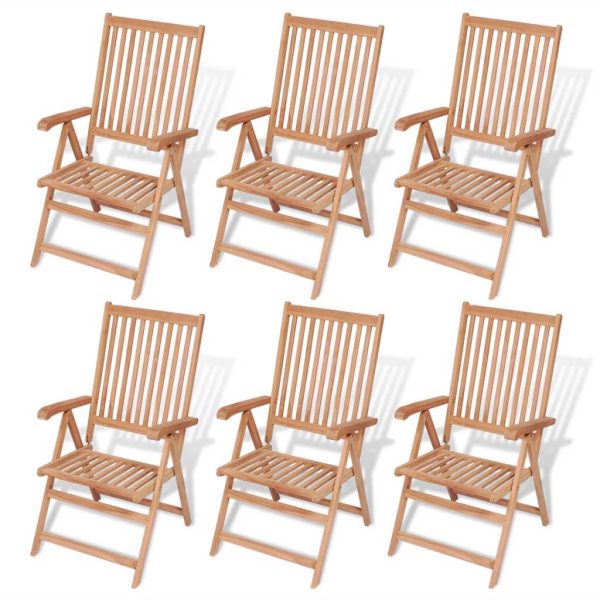 Conjunto jantar exterior c/ cadeiras dobráveis 7pcs teca maciça - Image 7