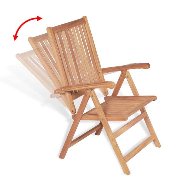 Conjunto jantar exterior c/ cadeiras dobráveis 7pcs teca maciça - Image 10