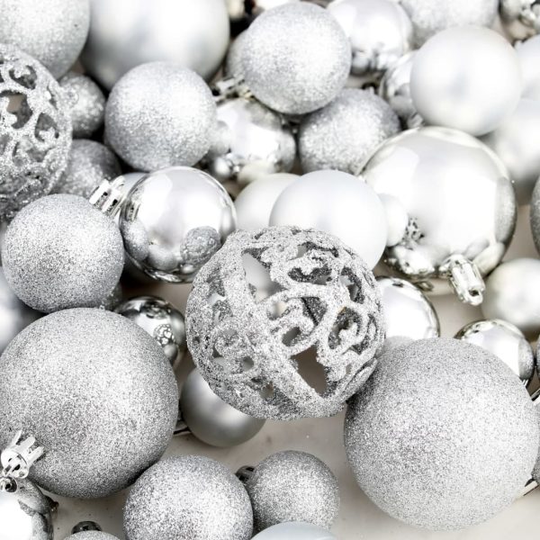 Conjunto de bolas de natal 100 pcs 3/4/6 cm prateado - Image 11