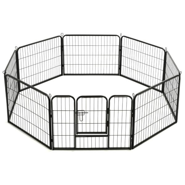 Parque para cães 8 painéis aço 60x80 cm preto - Image 4