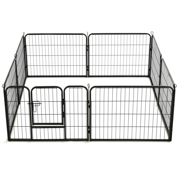 Parque para cães 8 painéis aço 60x80 cm preto - Image 5