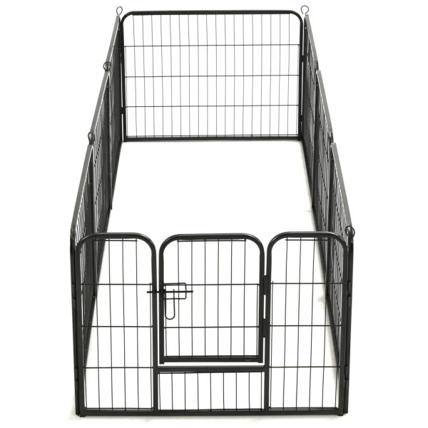Parque para cães 8 painéis aço 60x80 cm preto - Image 6