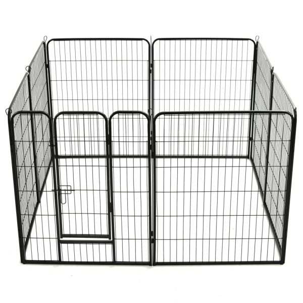 Parque para cães 8 painéis aço 80x100 cm preto - Image 5