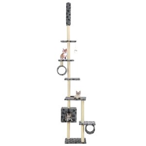 Árvore p/ gatos c/ postes arranhadores sisal 260 cm cinzento