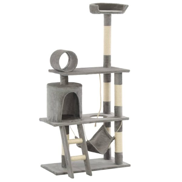 Árvore para gatos c/ postes arranhadores sisal 140 cm cinzento - Image 3
