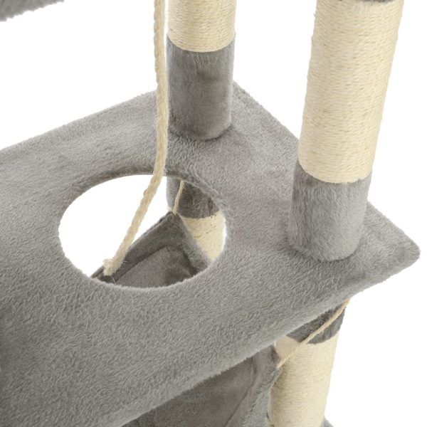 Árvore para gatos c/ postes arranhadores sisal 140 cm cinzento - Image 7