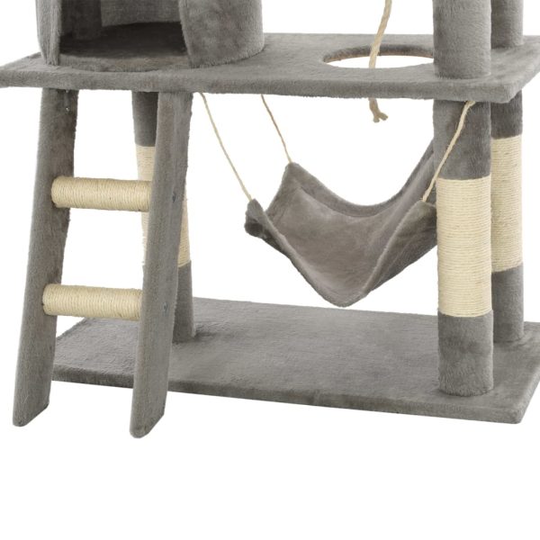 Árvore para gatos c/ postes arranhadores sisal 140 cm cinzento - Image 8