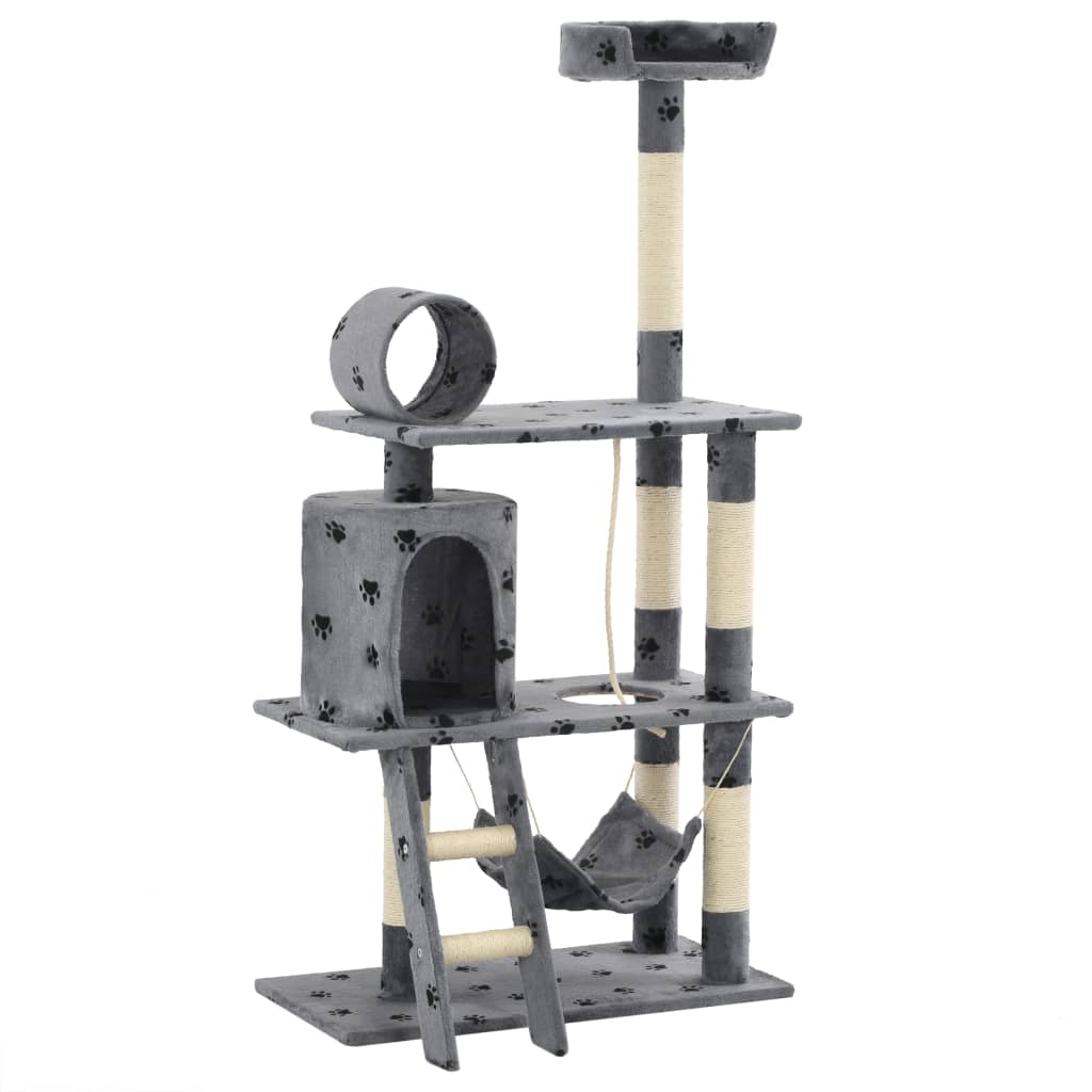 Árvore para gatos c/postes arranhadores sisal 140 cm cinzento - Image 3