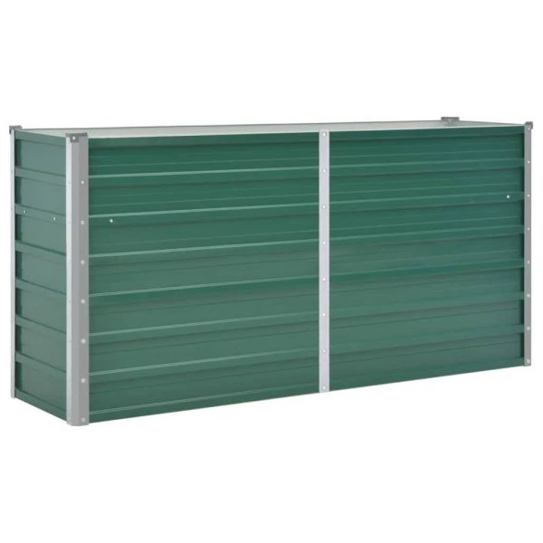 Canteiro elevado de jardim aço galvanizado 160x40x77 cm verde - Image 2