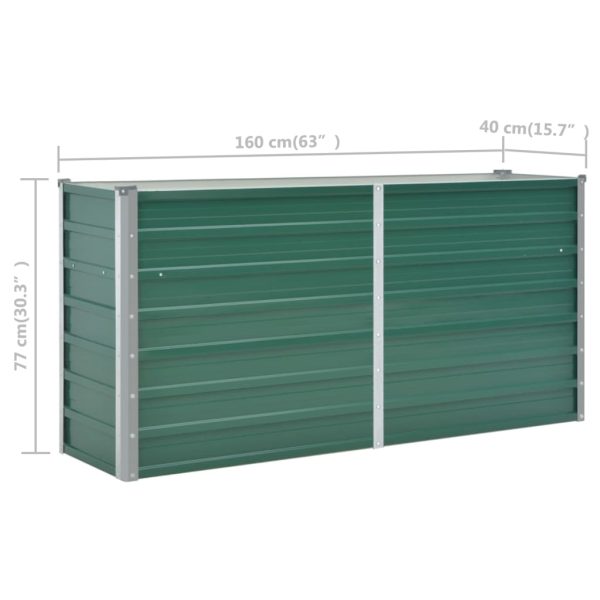 Canteiro elevado de jardim aço galvanizado 160x40x77 cm verde - Image 7