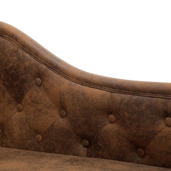 Chaise longue camurça artificial castanho - Image 6