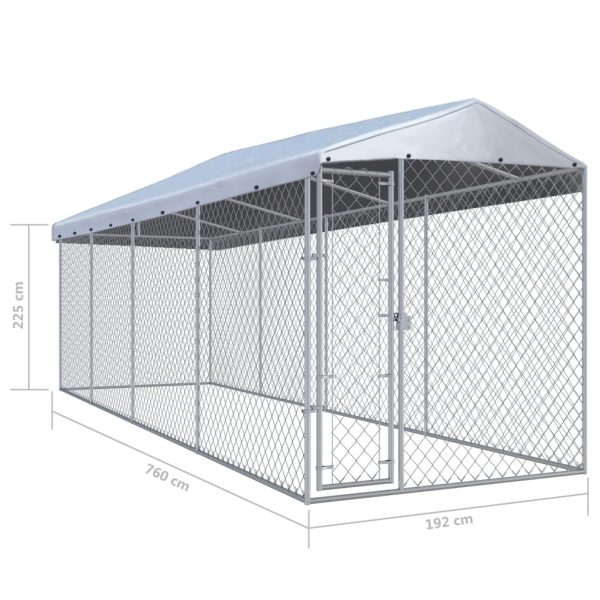 Canil de exterior com telhado 760x190x225 cm - Image 6