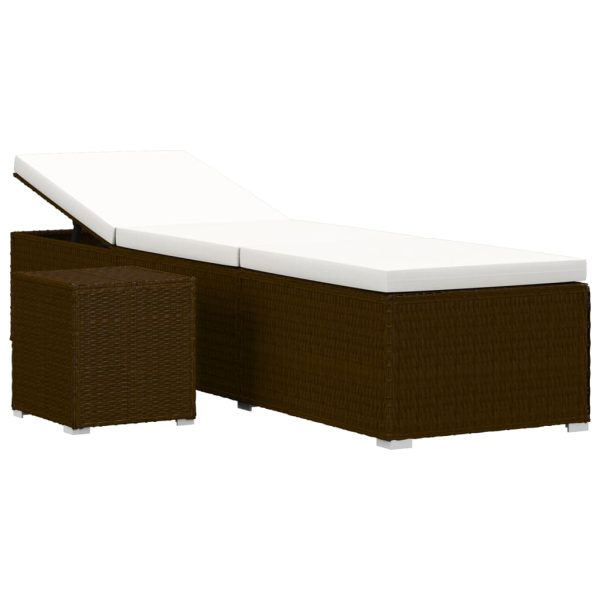 Espreguiçadeira com almofadão e mesa de centro vime PE castanho - Image 2