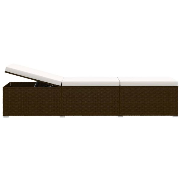 Espreguiçadeira com almofadão e mesa de centro vime PE castanho - Image 6