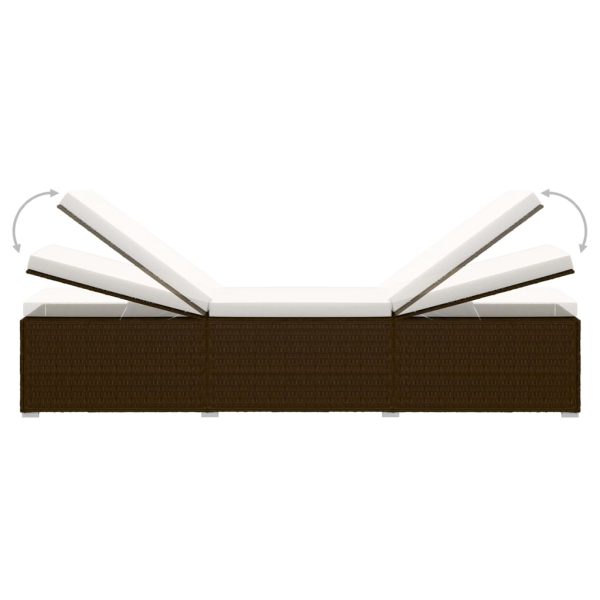 Espreguiçadeira com almofadão e mesa de centro vime PE castanho - Image 7