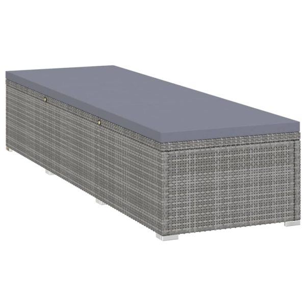Espreguiçadeira com almofadão e mesa de centro vime PE cinzento - Image 4