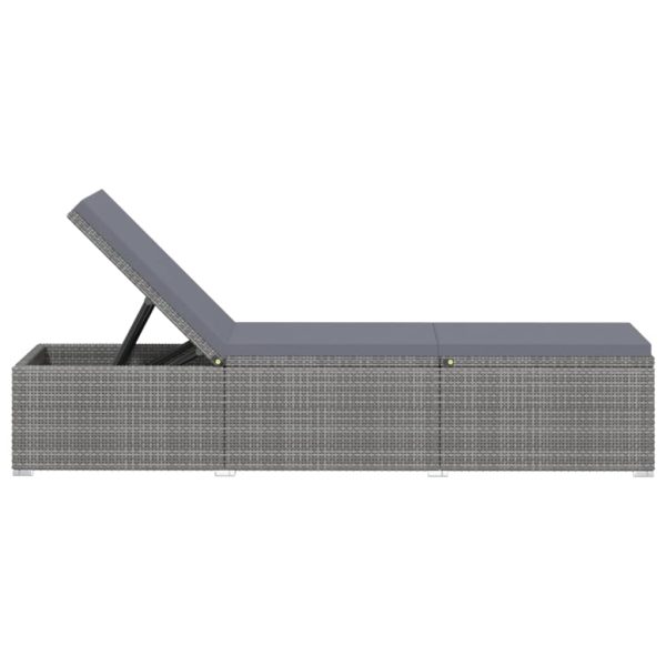 Espreguiçadeira com almofadão e mesa de centro vime PE cinzento - Image 5