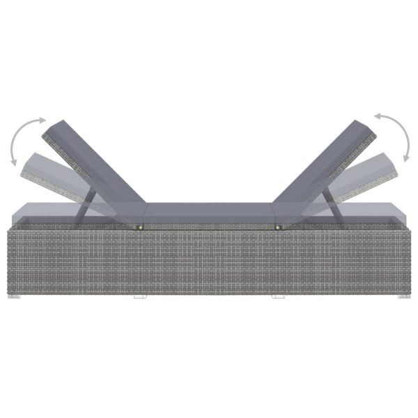 Espreguiçadeira com almofadão e mesa de centro vime PE cinzento - Image 6