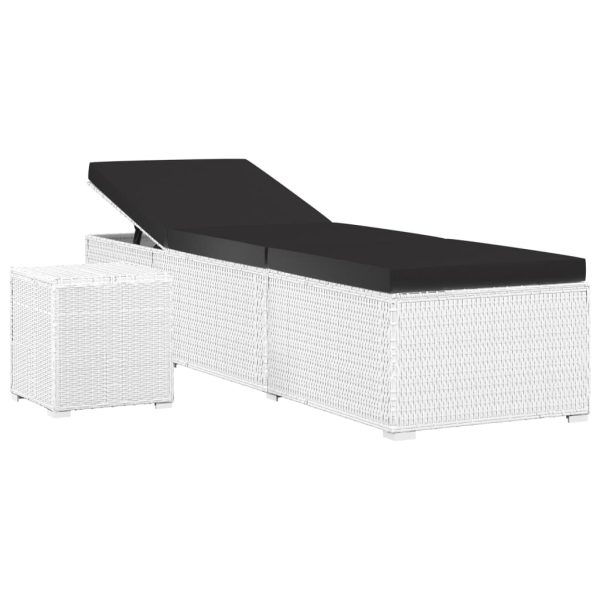 Espreguiçadeira com almofadão e mesa de centro vime PE branco - Image 2
