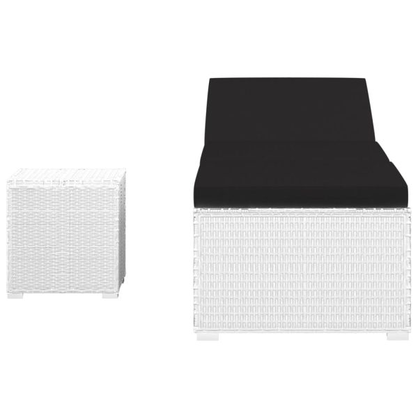 Espreguiçadeira com almofadão e mesa de centro vime PE branco - Image 3