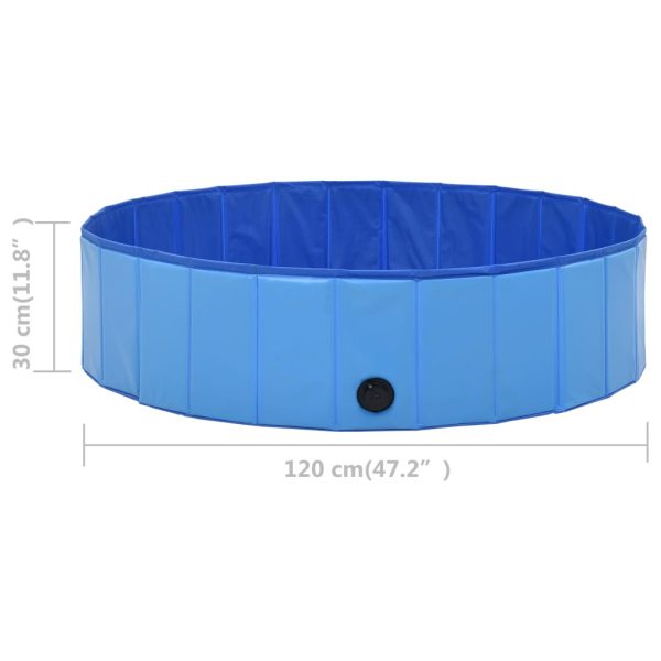 Piscina para cães dobrável 120x30 cm PVC azul - Image 9
