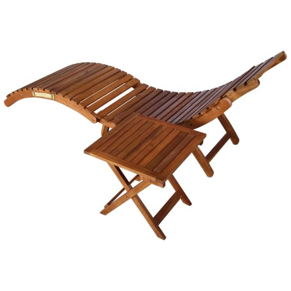 Espreguiçadeira com mesa madeira de acácia maciça castanho - Image 4
